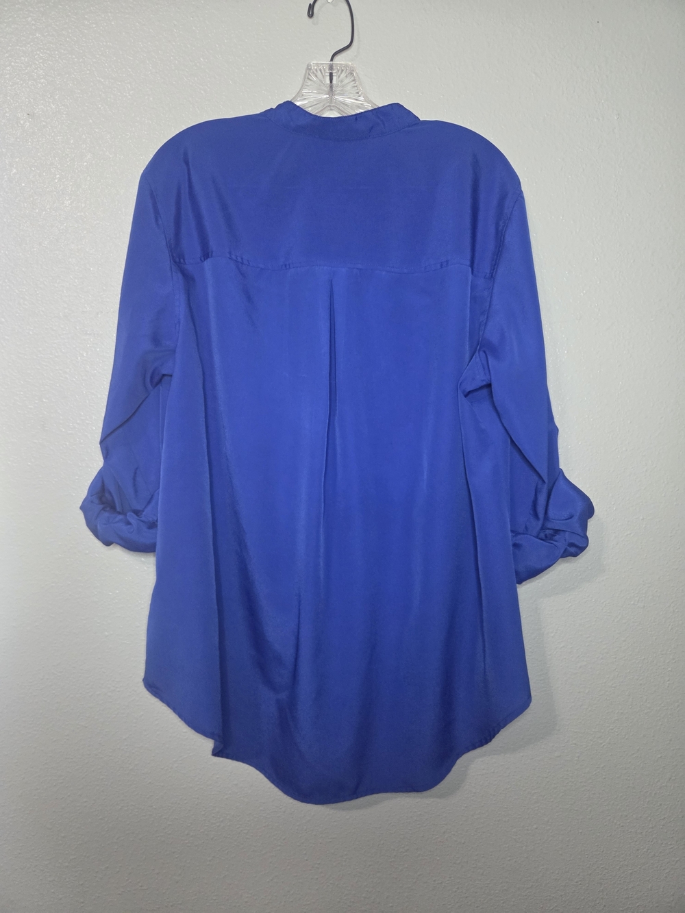 Michael Kors Cobalt Blue V-Neck Utility Blouse with Zip Accents - Picture 2 of 13